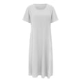 thumbnail image 1 of Women's Casual Solid Short Sleeve Round Neck Loose Pocket Dress, 1 of 4