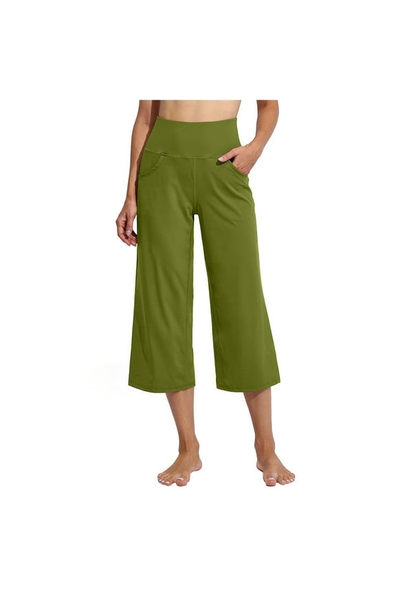 Women's Casual Solid Solor Yoga Pant Straight Sleeve High Waist Wide Leg Lady Hip Lifting Pant Female Workout Running Butt Lift Sports Pants Trouser,Capris