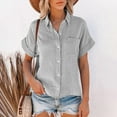 thumbnail image 1 of Women's Casual Solid V Neck Short Sleeve Loose Blouses Shirts Tops, 1 of 7