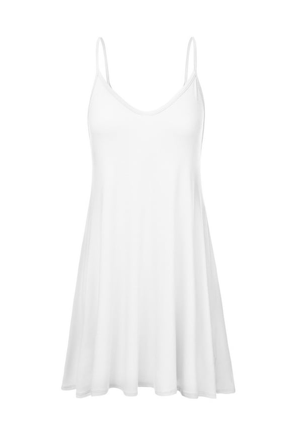 Women's Casual Spaghetti Loose Swing Slip Dress OFFWHITE L