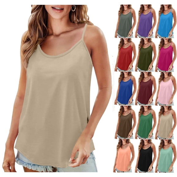 Women’s Casual Spaghetti Strap Tank Top Sleeveless Loose Fit Camisole for Summer Daily Wear