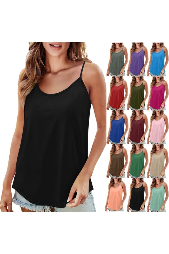 Women’s Casual Spaghetti Strap Tank Top Sleeveless Loose Fit Camisole for Summer Daily Wear