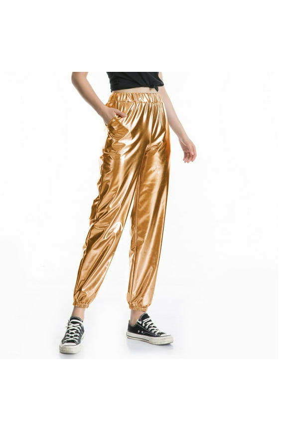 Women's Casual Sports Pants Streetwear Hop Party Sparkly Fancy High Waisted Comfortable Stretchy Trendy Fashion