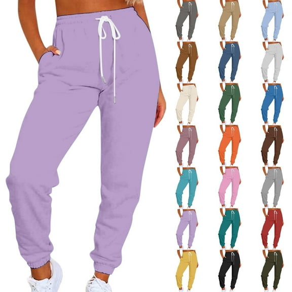 Women's Casual Sports Pants with Tie Waist Detail in Soft Sweater Fabric Comfortable Solid Color Trousers