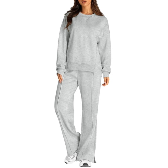 Women's Casual Sports Sweatshirt & Sweatpants Set - Elastic Waist Polyester - S-XXL