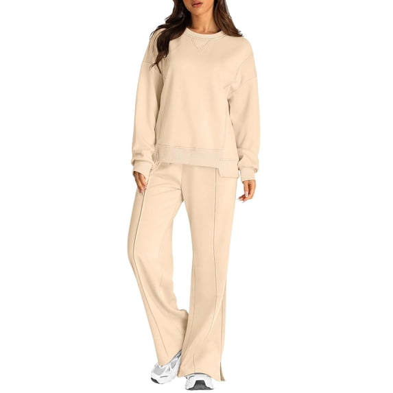 Women's Casual Sports Sweatshirt & Sweatpants Set - Elastic Waist Polyester - S-XXL
