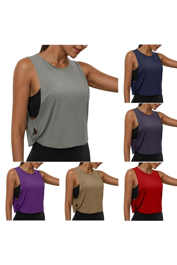 Women's Casual Sports Yoga Sleeveless Round Neck Tank Top Camisole Lightweight Breathable Workout Athletic Top Summer Fashion | CSEONE,Red XL