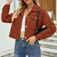 thumbnail image 1 of Women's Casual Stand Collar Thickened Solid Color Blouse With Double Pockets And Button Closure Jacket Women Dressy Womens Fashion for Work Clothes for Women Tan Fall Jacket for Women Womens Casual, 1 of 6