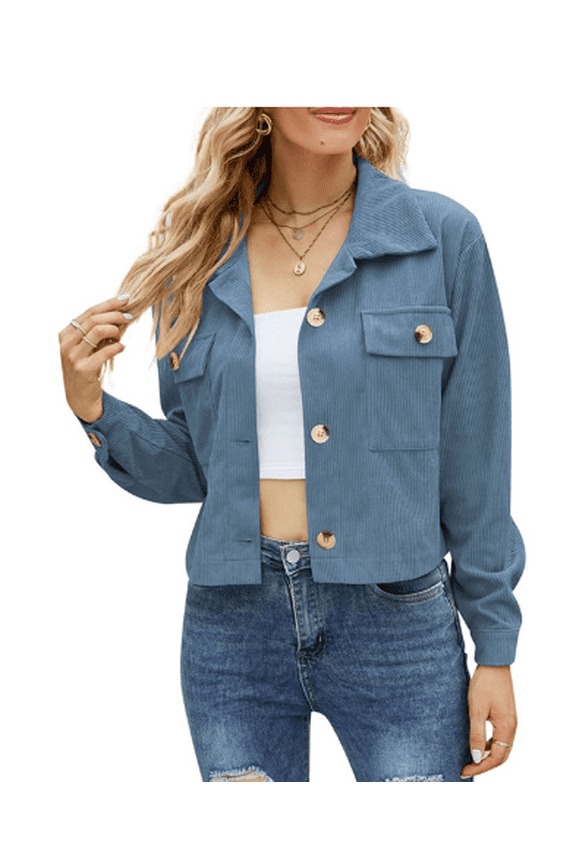 Women's Casual Stand Collar Thickened Solid Color Blouse With Double Pockets And Button Closure Women Turtleneck Hoodie Jackets Long Sleeve Casual Color Western for Women Womens Casual Flannel Wool