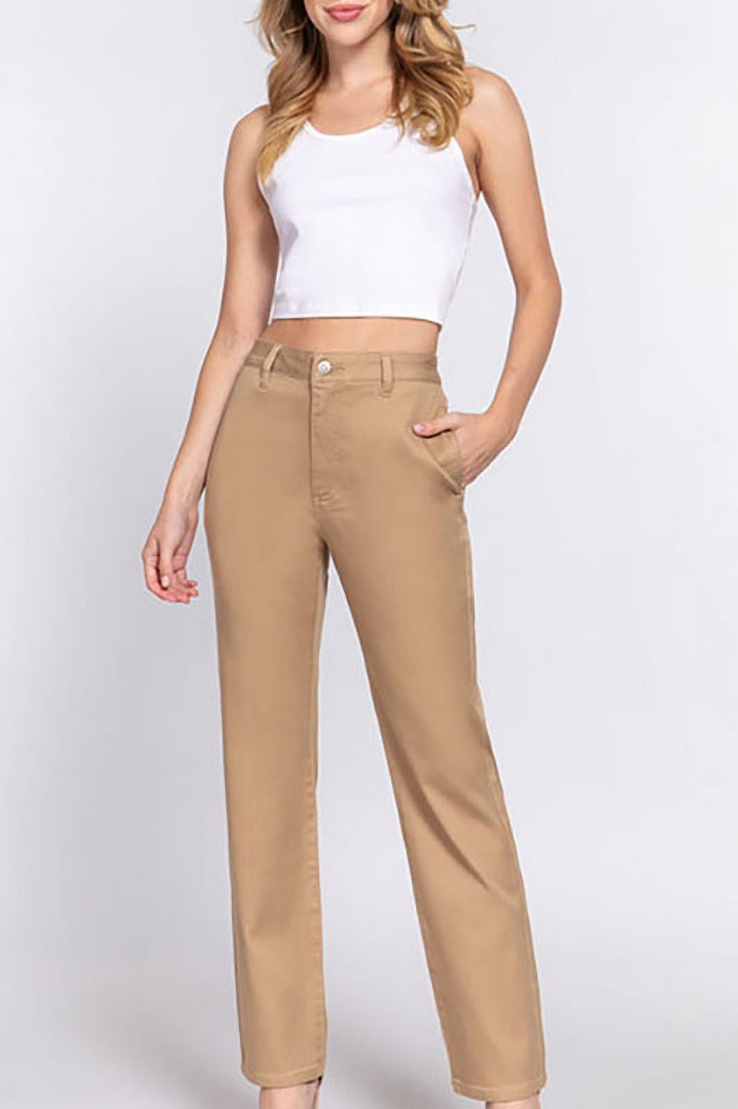 Women's Casual Straight Fit Twill Long Pants - Walmart.com