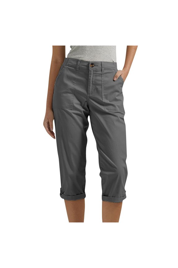 Women's Casual Straight Leg Cargo Pants Button Front Summer Comfort Daily Wear Pants for Women Casual
