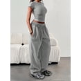 thumbnail image 1 of Women’s Casual Straight Leg Loose Elastic Waist Solid Color Long Pants, 1 of 6