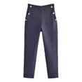 thumbnail image 1 of Women's Casual Straight Leg Pants High Waisted Button Stretchy Business Work Trousers Dressy Slim Fit Cropped Pants, 1 of 3