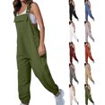 thumbnail image 1 of Women's Casual Stretch Adjustable Denim Bib Overalls Jeans Pants Jumpsuits Loose Overalls with Pockets, 1 of 8