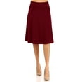 thumbnail image 1 of Women's Casual Stretch Basic Foldable High Waist Relaxed Fit A-Line Solid Midi Skirts, 1 of 4