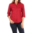thumbnail image 1 of Women's Casual Stretch Button Down 3/4 Sleeve Blouse, 1 of 5