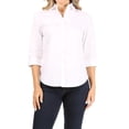 thumbnail image 2 of MixMatchy Women's 3/4 Sleeve Stretchy Button Down Blouse - Black, Size S 2 of 6