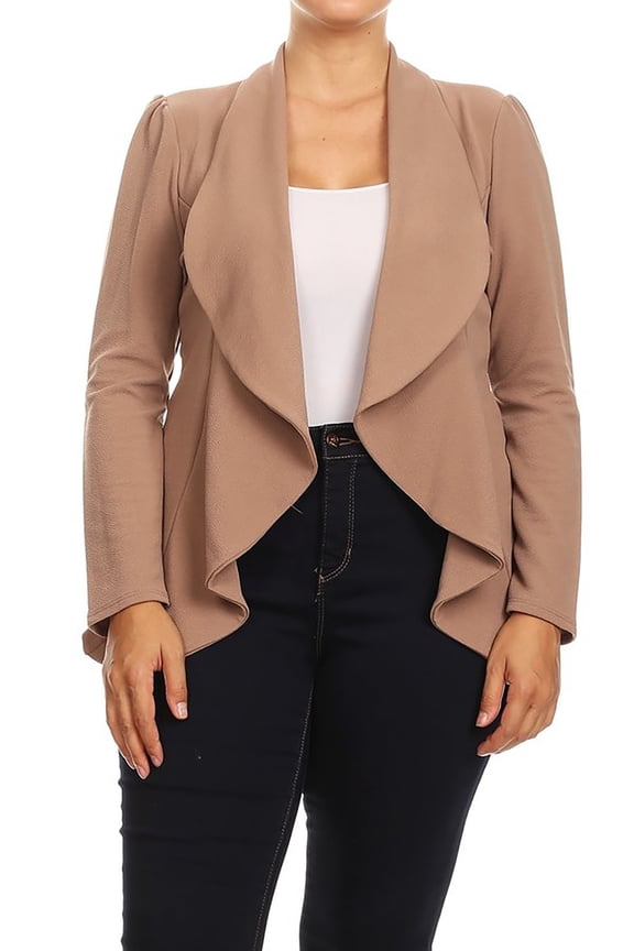 Women's Casual Stretch Comfort Open Front Draped Blazer Jacket