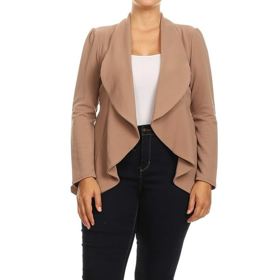 Women's Casual Stretch Comfort Open Front Draped Blazer Jacket