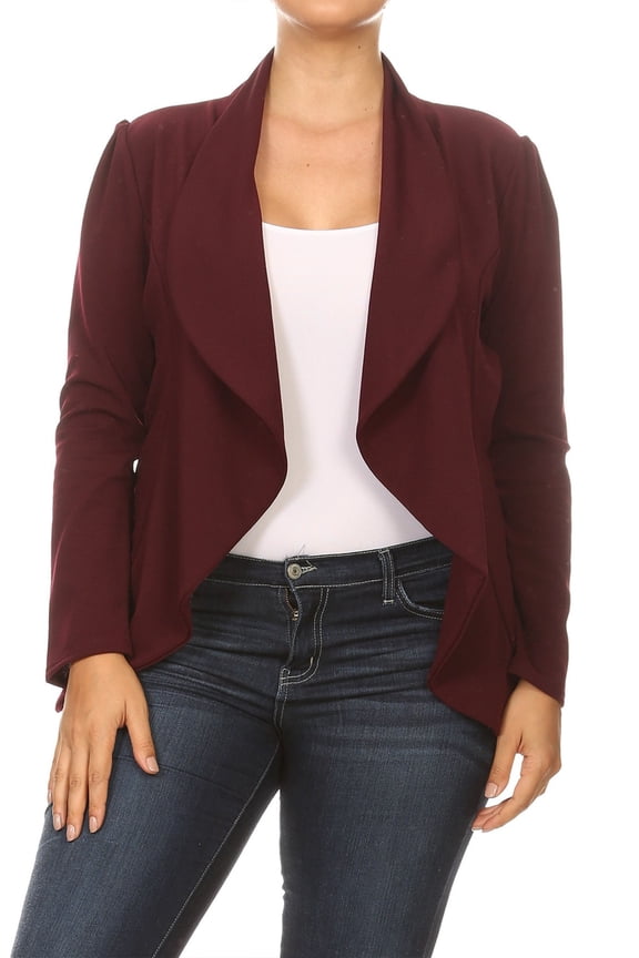 Women's Casual Stretch Comfort Open Front Draped Blazer Jacket