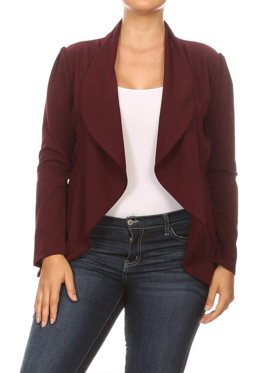 Women's Casual Stretch Comfort Open Front Draped Blazer Jacket