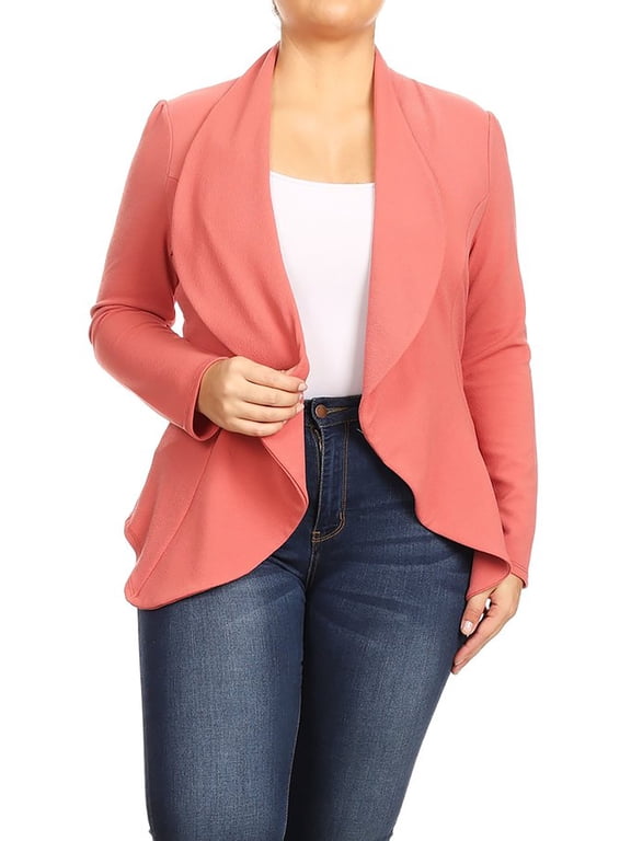 Women's Casual Stretch Comfort Open Front Draped Blazer Jacket