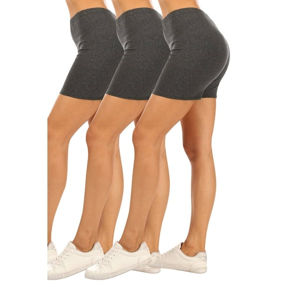Women's Casual Stretch Cotton Solid Workout Pull On Basic Shorts Pants (Pack of 3)