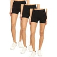 thumbnail image 1 of Women's Casual Stretch Elastic Waist Solid Basic Mini Biker Shorts Pants (Pack of 3), 1 of 4