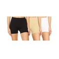 thumbnail image 1 of Women's Casual Stretch Elastic Waist Solid Basic Mini Biker Shorts Pants (Pack of 3), 1 of 4