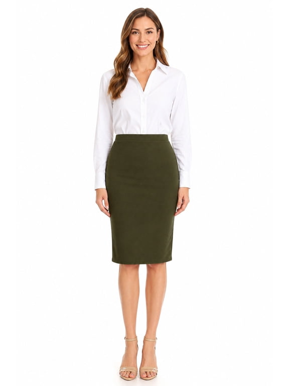 Women's Casual Stretch Midi Pencil Skirt