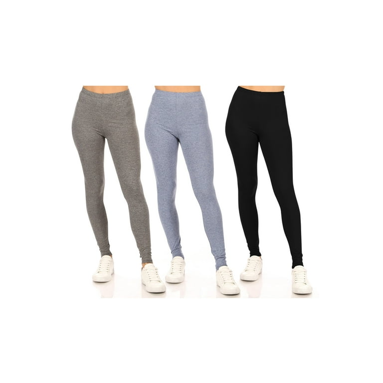 Women's Casual Stretch Pull On High Waist Solid Basic Leggings Pants S-3XL  (Pack of 3)
