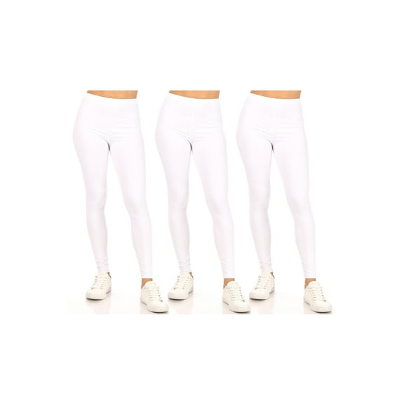Women's Casual Stretch Pull On High Waist Solid Basic Leggings Pants S-3XL (Pack of 3)