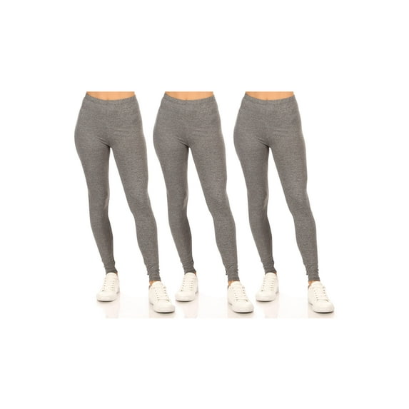 Women's Casual Stretch Pull On High Waist Solid Basic Leggings Pants S-3XL (Pack of 3)