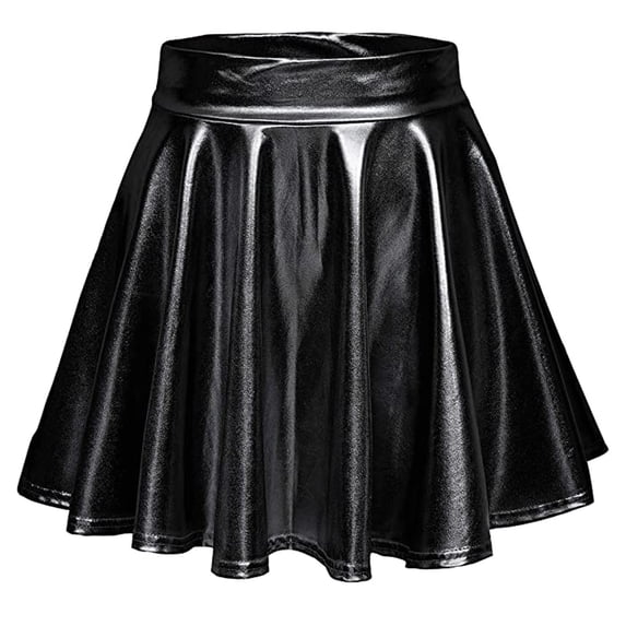 Women's Casual Stretchy Flared Mini Skirt Sexy Trendy Pleated Fashion A-Line Skirt Mini Shiny Skirt Summer Beach Holiday