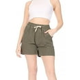 thumbnail image 1 of Women's Casual Stripe Elastic Waist Drawstring Pockets Lightweight Short Lounge Pants, 1 of 6