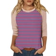 thumbnail image 1 of Women's Casual Striped 3/4 Sleeve Tee Comfort Fit Crewneck T-Shirt Soft Breathable Everyday Wear Stylish Top, 1 of 5