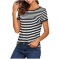 thumbnail image 1 of Women's Casual Striped Crew Neck Short Sleeve T Shirts Tee Tops, 1 of 5