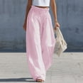 thumbnail image 1 of Women's Casual Striped Elastic Waist Pants with Pockets, 1 of 5