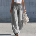 thumbnail image 1 of Women's Casual Striped Elastic Waist Pants with Pockets, 1 of 5