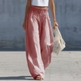 thumbnail image 1 of Women's Casual Striped Elastic Waist Pants with Pockets, 1 of 5