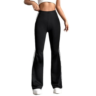 Women's Casual Striped Flare Leg Black Pants XS (2)
