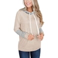 thumbnail image 1 of Women's Casual Striped Hoodies Basic Long Sleeve Lightweight Pullover Loose Drawstring Sweatshirt Crew Neck Tops, 1 of 6