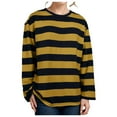 thumbnail image 1 of Women's Casual Striped Long Sleeve Shirts Crewneck Basic Loose Fit T Shirt Gold XL, 1 of 5