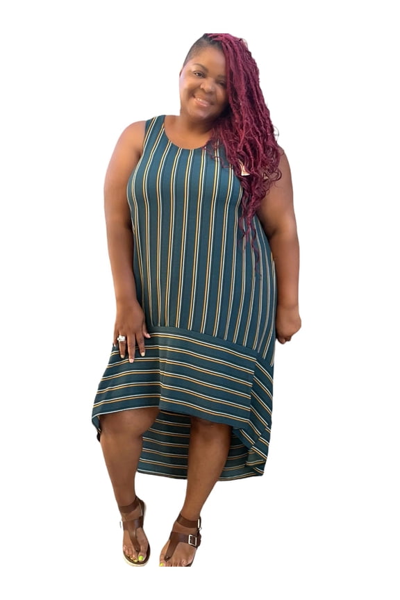 Women's Casual Striped Plus Size Maxi Dress