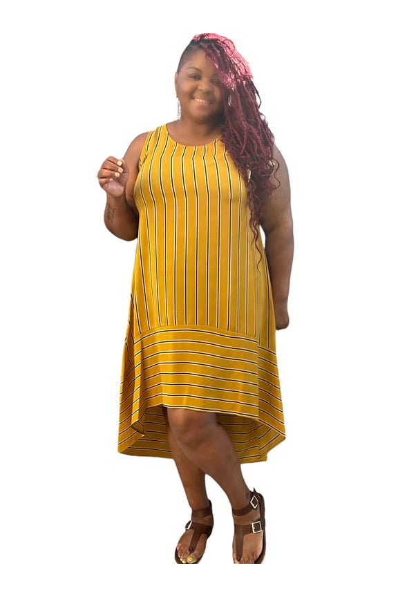 Women's Casual Striped Plus Size Maxi Dress