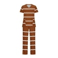 thumbnail image 1 of Women's Casual Striped Scrubs Sets Stretch V-Neck Top and Pants Nurse Uniforms Workwear Outfits with Pockets, 1 of 1