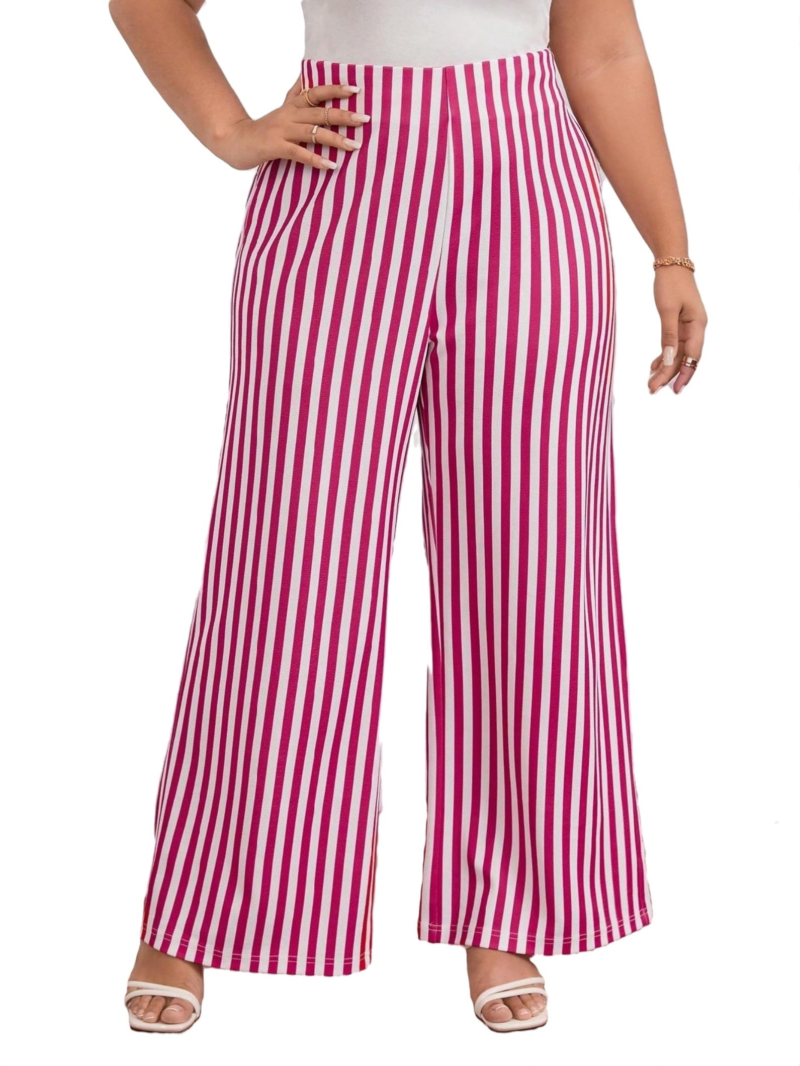 Red and white hot sale striped palazzo pants