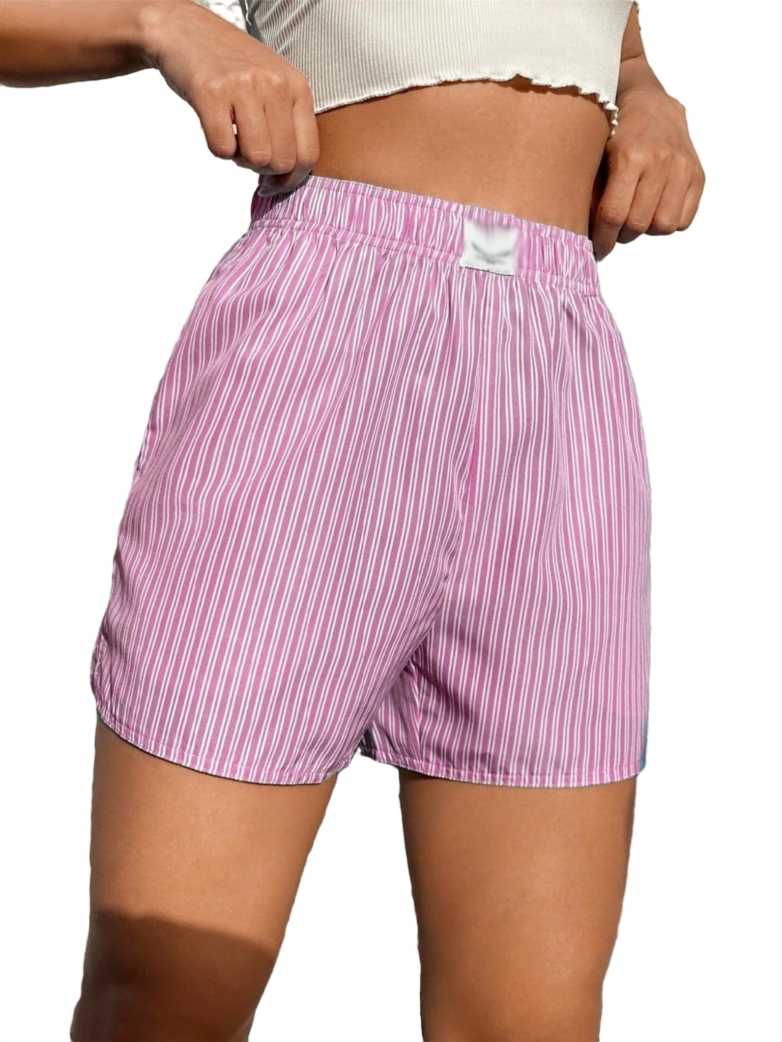 Women s Casual Striped Straight Leg Pink Shorts XS Walmart