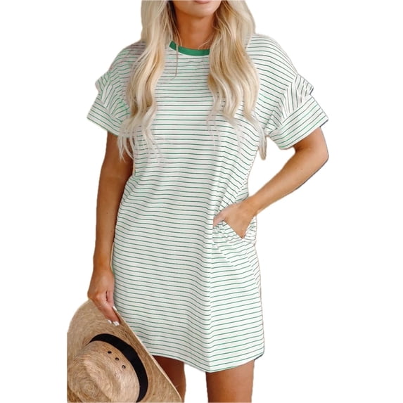 Women's Casual Striped T Shirt Dress with Pockets Comfortable Lightweight Stretch Fabric for Everyday Wear for Daily Use