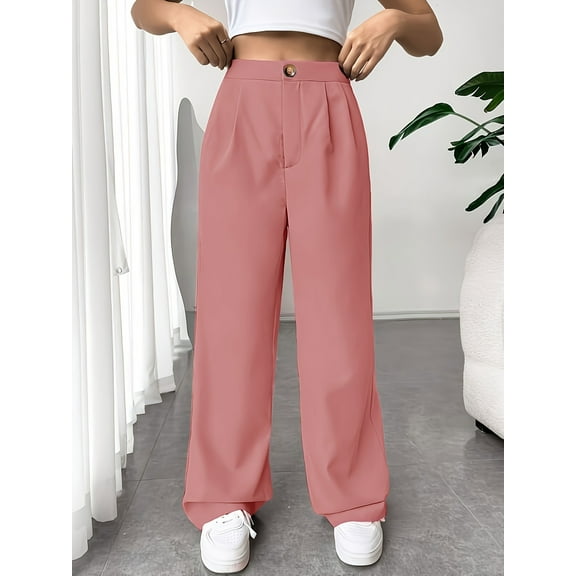 Women's Casual Suit Pants, Straight-leg, Loose-fitting, Long Wide-leg Pants. Casual High-waist Wide-leg Pants.